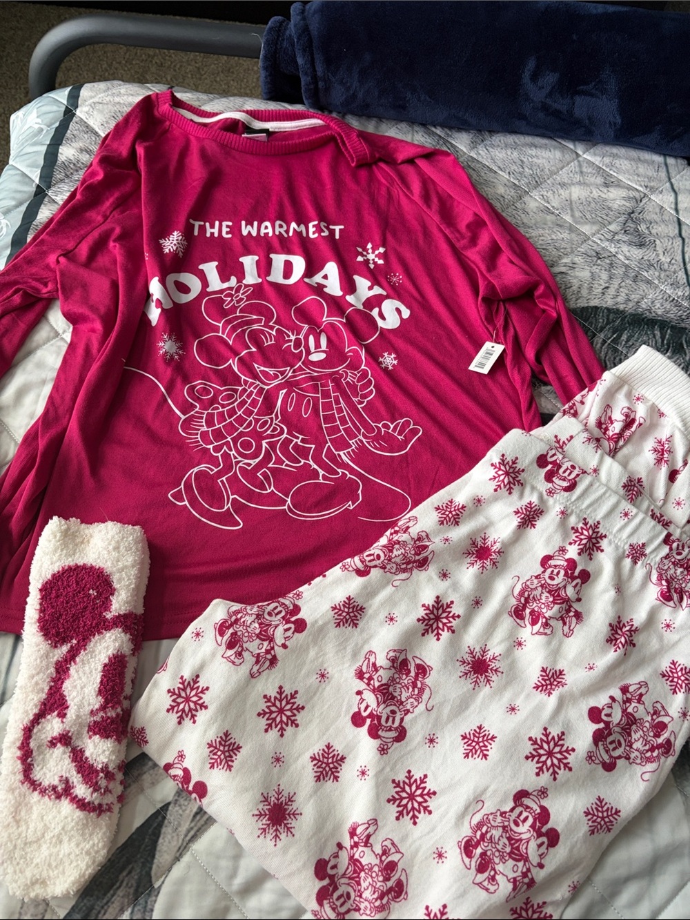Disney Pink Holiday Pajama Set with cozy sock